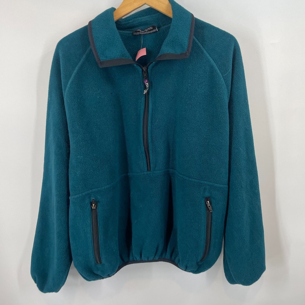 Vintage KitzBuhel Polartec Half Zip Fleece Pullover Sweater Teal Blue Mens XL
